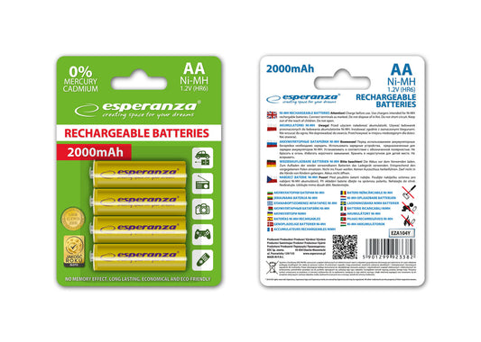ESPERANZA AKUMULATORKI NI-MH AA 2000MAH 4SZT. ŻÓŁTE