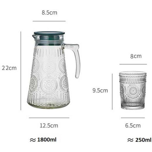 Zestaw karafka 1,8l + 4 szklanki 250ml