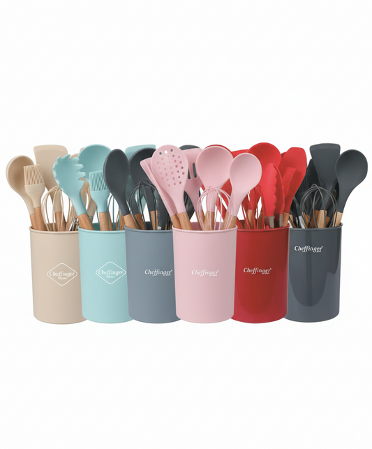 Zestaw 10 drewnianych i silikonowych przyborów kuchennych CHEFFINGER