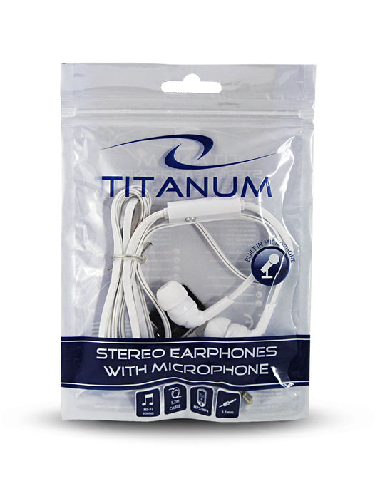 TITANUM SŁUCHAWKI DOUSZNE Z MIKROFONEM TH109 BIAŁE