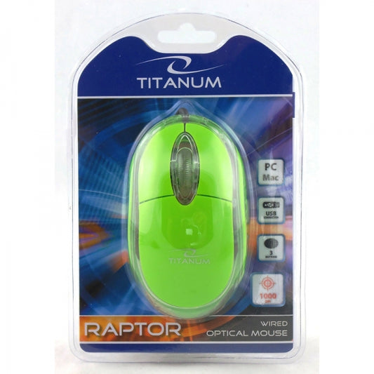 TITANUM MYSZ PRZEWOD. 3D OPT. USB RAPTOR ZIELONA