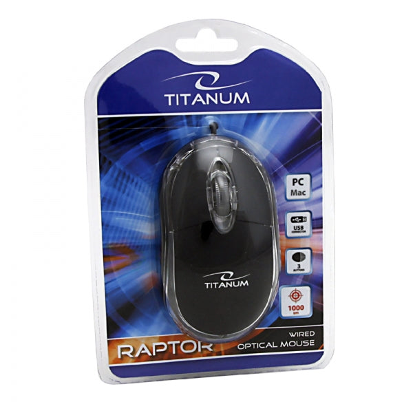 TITANUM MYSZ PRZEWOD. 3D OPT. USB RAPTOR CZARNA