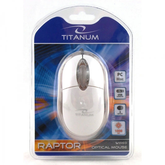 TITANUM MYSZ PRZEWOD. 3D OPT. USB RAPTOR USB BIAŁA