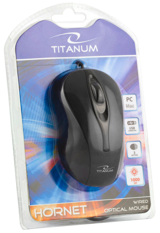 TITANUM MYSZ PRZEWOD. 3D OPT. USB HORNET CZARNA