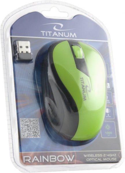 TITANUM MYSZ BEZPRZ. 2.4GHZ 3D OPT. USB RAINBOW ZIELONA
