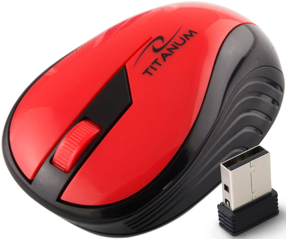 TITANUM MYSZ BEZPRZ. 2.4GHZ 3D OPT. USB RAINBOW CZERWONA