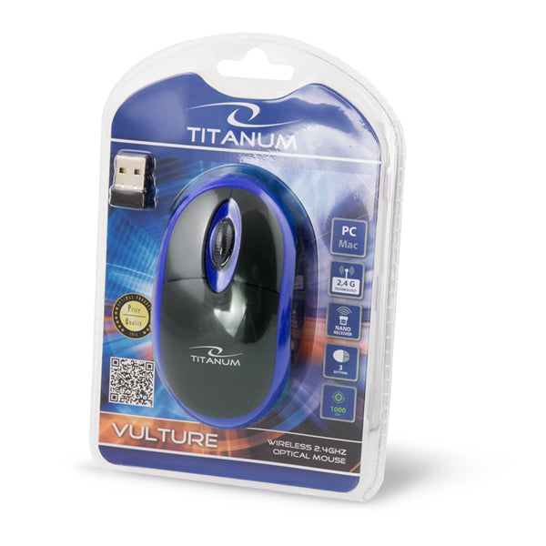 TITANUM MYSZ BEZPRZ. 2.4GHZ 3D OPT. USB VULTURE CZARNO-NIEBIESKA