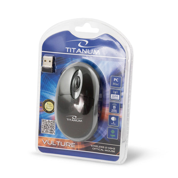 TITANUM MYSZ BEZPRZ. 2.4GHZ 3D OPT. USB VULTURE CZARNO-SZARA