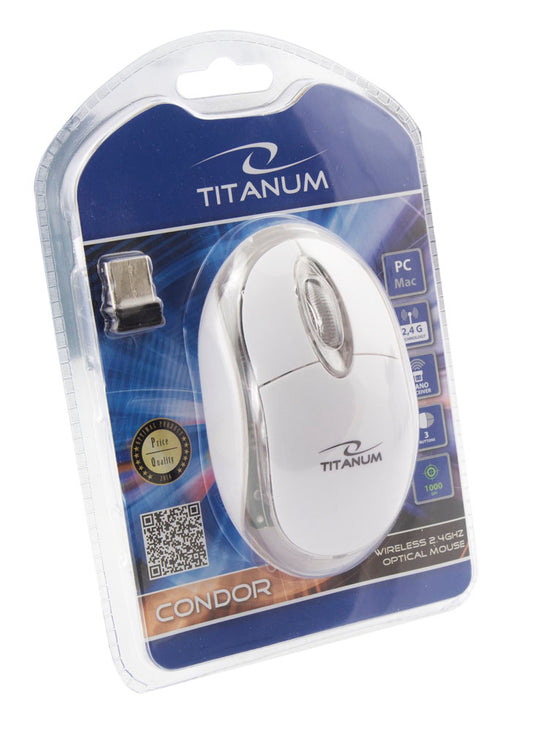 TITANUM MYSZ BEZPRZ. 2.4GHZ 3D OPT. USB CONDOR BIAŁA