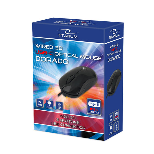 TITANUM MYSZ PRZEWOD. 3D OPT. USB-C DORADO