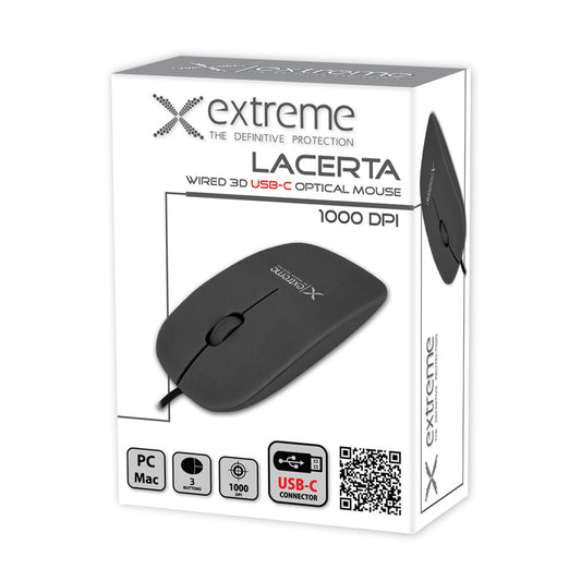 EXTREME MYSZ PRZEWOD. 3D OPT. USB-C LACERTA CZARNA