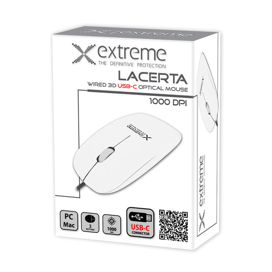 EXTREME MYSZ PRZEWOD. 3D OPT. USB-C LACERTA BIAŁA