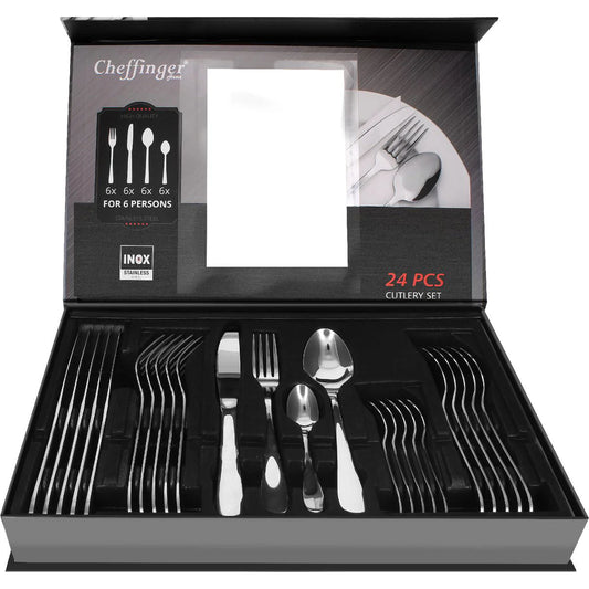 Cheffinger – zestaw sztućców 24 el. dla 6 osób (srebrny)