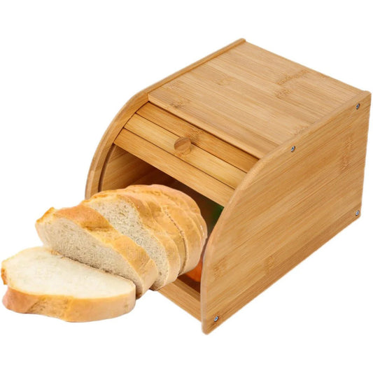 Chlebak bambusowy z roletą — kompaktowy