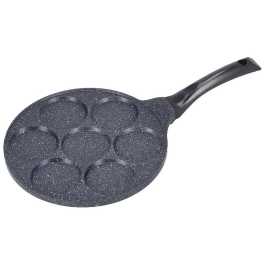 Cheffinger Patelnia do naleśników 26 cm, 7 gniazd, odlew aluminium, non-stick, indukcja, czarna, bez PFOA