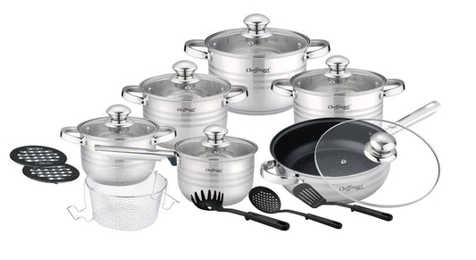Cheffinger – 18-elementowy zestaw garnków ze stali nierdzewnej (indukcja)