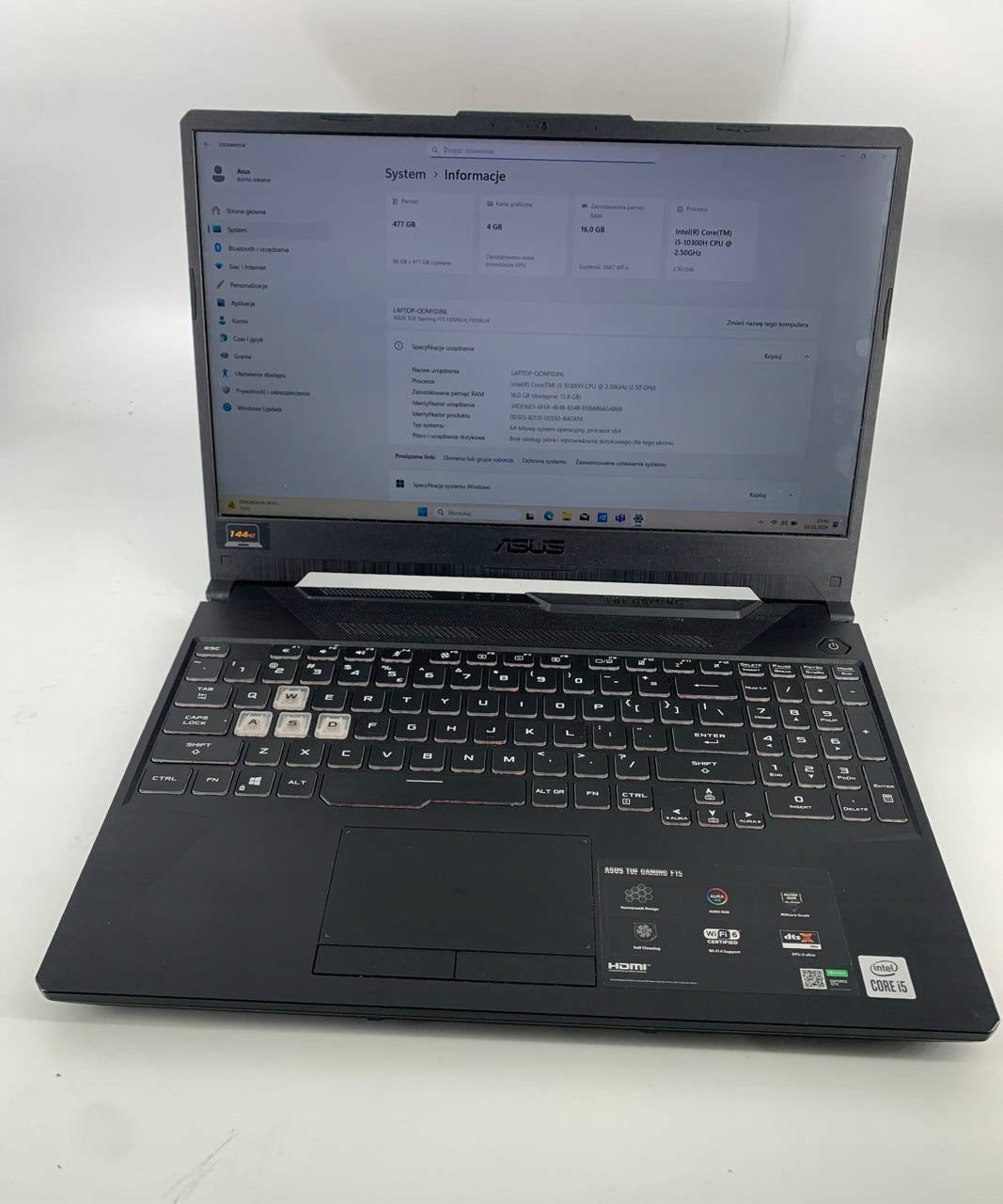 ASUS TUF Gaming F15 – i5 / 16GB RAM / 512GB SSD / GTX 1650 / Windows 11