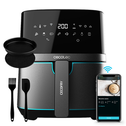 Frytkownica beztłuszczowa Cecotec Cecofry Full InoxBlack 5500 Connected Pack air fry