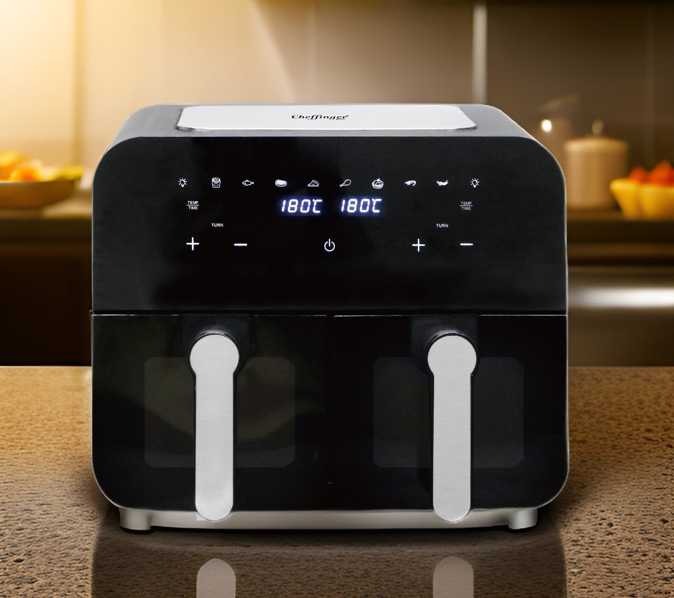 Аrytkownica beztłuszczowa dwukomorowa 9L (2×4,5L), 1400W - Cheffinger CF-AFRY 9 –