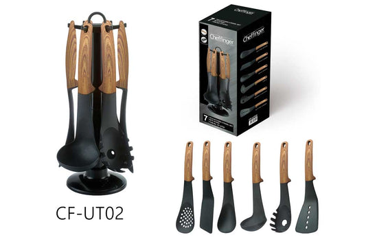 Cheffinger – zestaw 6 przyborów z obrotowym stojakiem (wood optic) CF-UT02