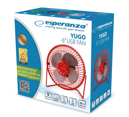 ESPERANZA WENTYLATOR 6" USB YUGO CZERWONY