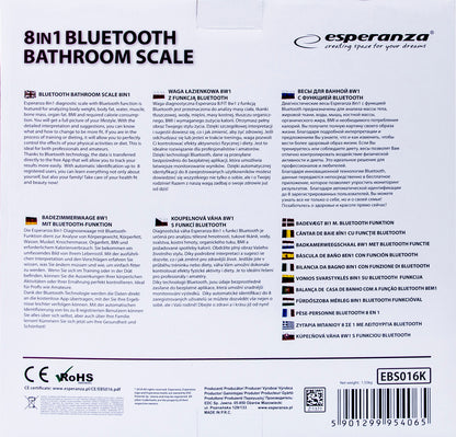 ESPERANZA CYFROWA WAGA ŁAZIENKOWA ANALITYCZNA 8W1 BT B.FIT CZARNA