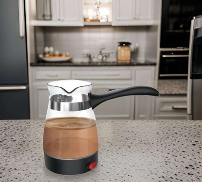 Kawiarka elektryczna do kawy tureckiej 500 ml 600 W szkło baza 360 stopni ergonomiczny uchwyt włącznik - Cheffinger