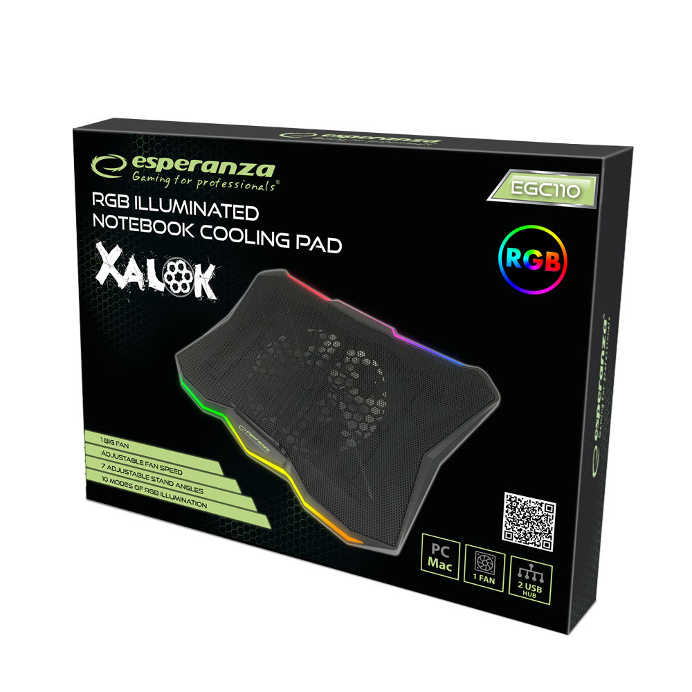 ESPERANZA PODSTAWKA CHŁODZĄCA GAMING POD NOTEBOOK LED RGB XALOK