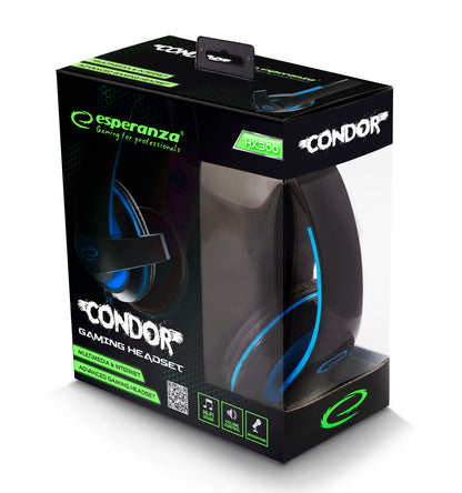 ESPERANZA SŁUCHAWKI Z MIKROFONEM GAMING CONDOR NIEBIESKIE
