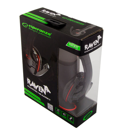 ESPERANZA SŁUCHAWKI Z MIKROFONEM GAMING RAVEN CZERWONE