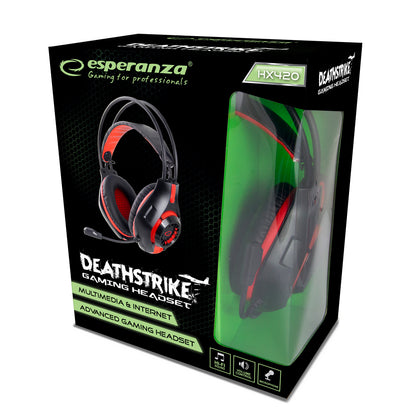 ESPERANZA SŁUCHAWKI Z MIKROFONEM GAMING DEATHSTRIKE CZERWONE