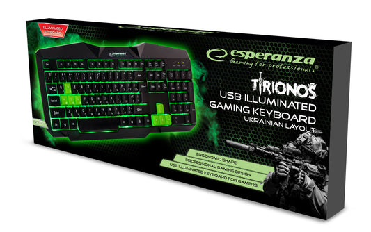 ESPERANZA KLAWIATURA PRZEWOD. GAMING LED USB TIRIONS ZIELONA UA
