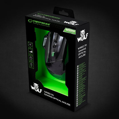 ESPERANZA MYSZ PRZEWOD. GAMING LED 7D OPT. USB WOLF ZIELONA