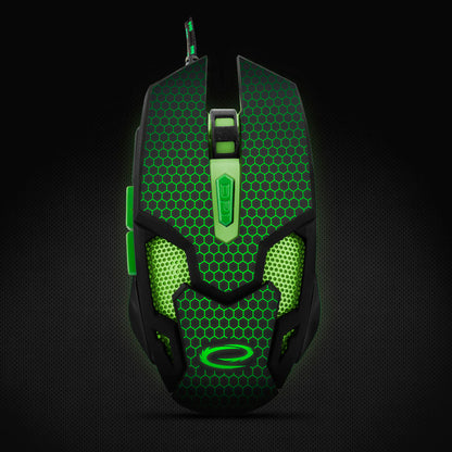 ESPERANZA MYSZ PRZEWOD. GAMING LED 6D OPT. USB COBRA ZIELONA
