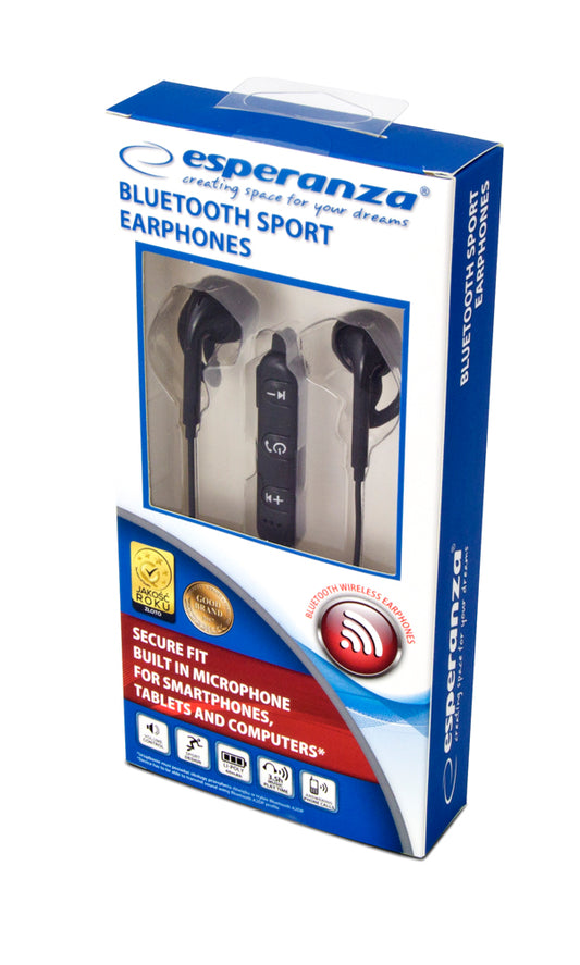 ESPERANZA SŁUCHAWKI DOUSZNE BLUETOOTH SPORTOWE CZARNE