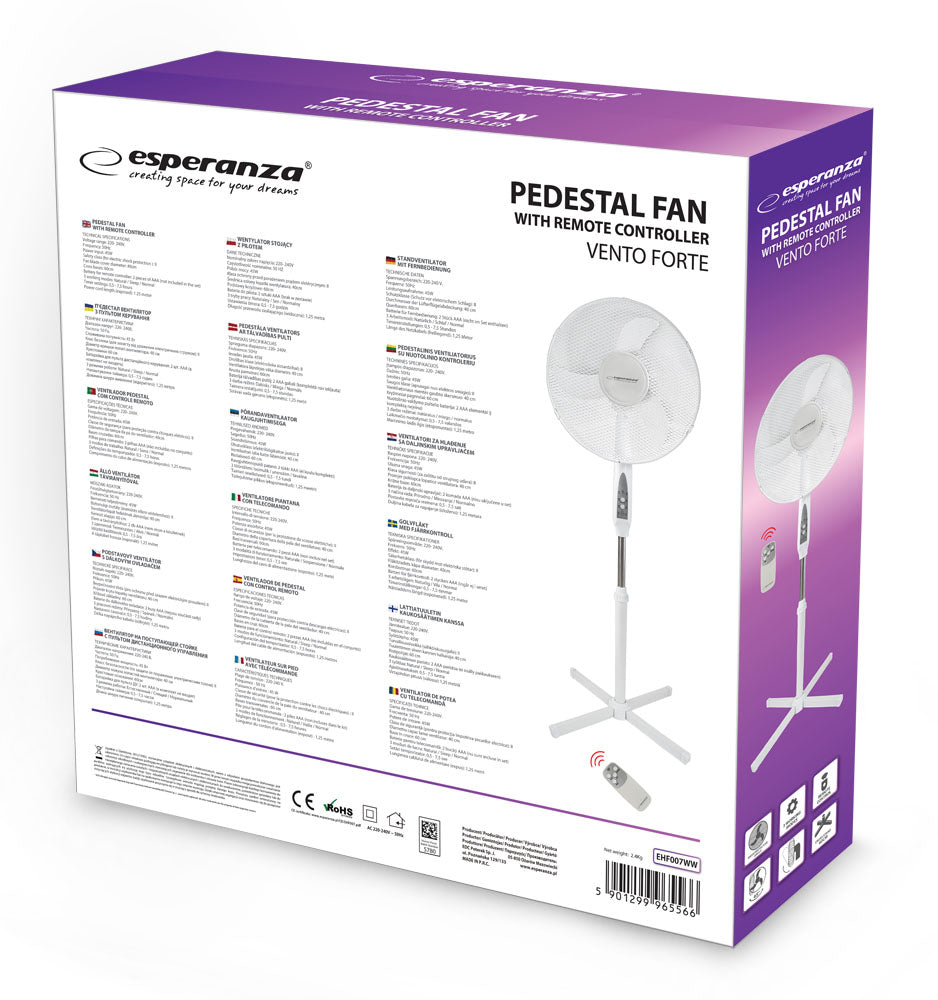 ESPERANZA WENTYLATOR STOJĄCY Z PILOTEM VENTO FORTE