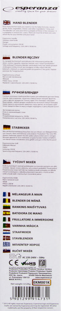 ESPERANZA BLENDER RĘCZNY FRAPPE CZARNY