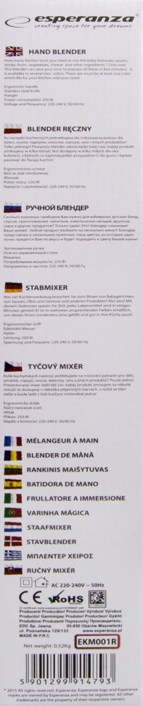 ESPERANZA BLENDER RĘCZNY FRAPPE CZERWONY