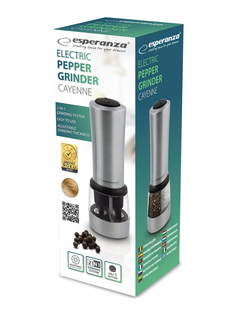 ESPERANZA MŁYNEK DO PIEPRZU I SOLI CAYENNE STAINLESS STEEL