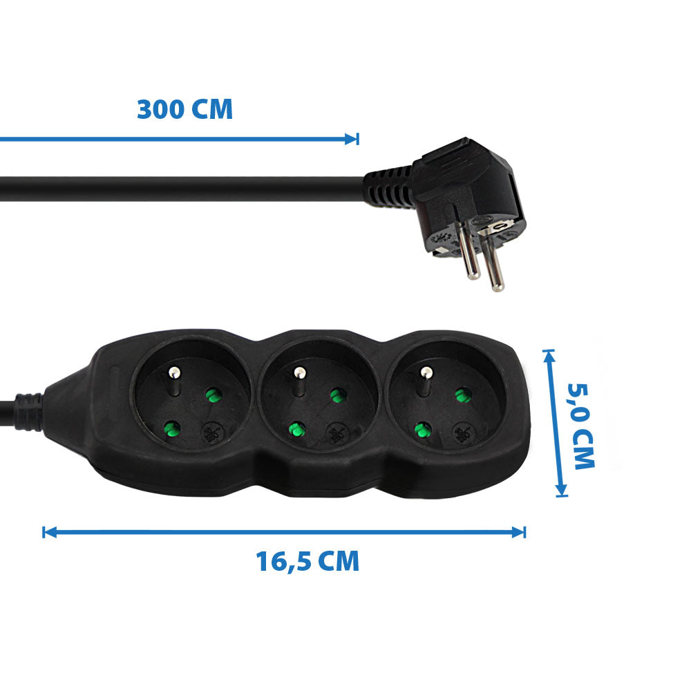 ESPERANZA LISTWA ZASILAJĄCA 3 GN. 3M CZARNA