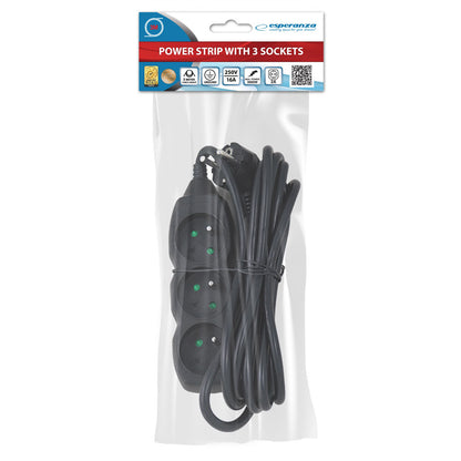 ESPERANZA LISTWA ZASILAJĄCA 3 GN. 3M CZARNA