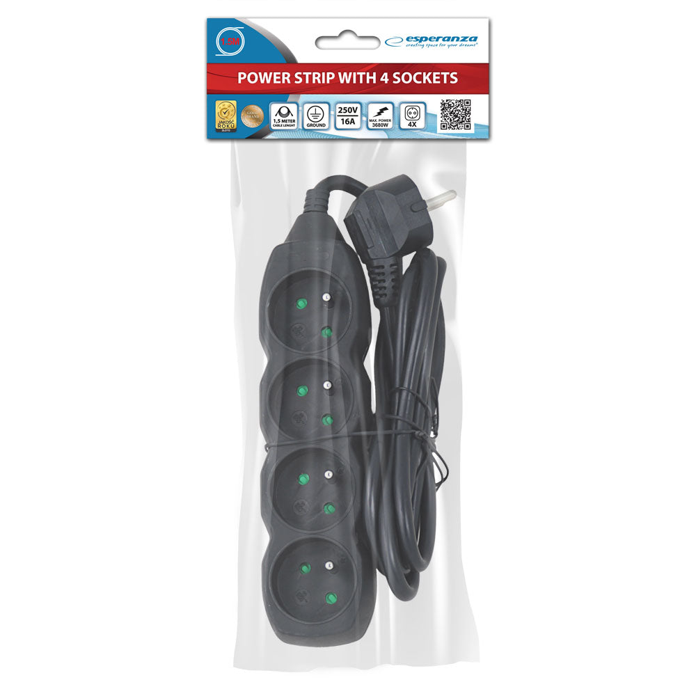 ESPERANZA LISTWA ZASILAJĄCA 4 GN. 1.5M CZARNA