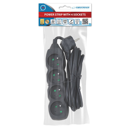 ESPERANZA LISTWA ZASILAJĄCA 4 GN. 3M CZARNA