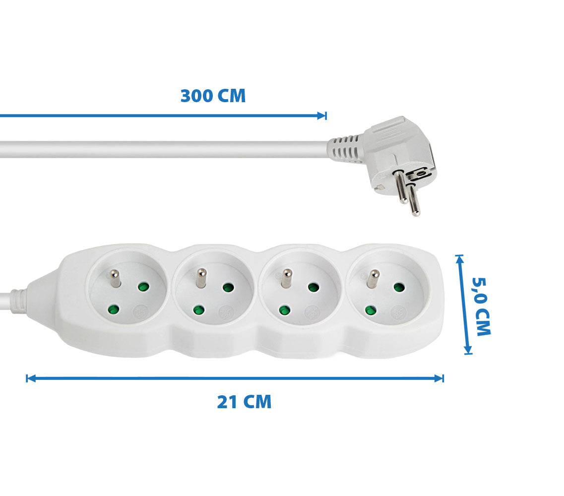 ESPERANZA LISTWA ZASILAJĄCA 4 GN. 3M BIAŁA