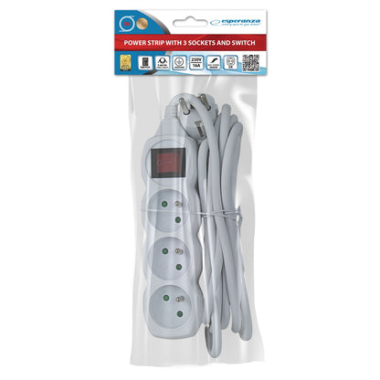 ESPERANZA LISTWA ZASILAJĄCA 3 GN. WŁ. 3M BIAŁA