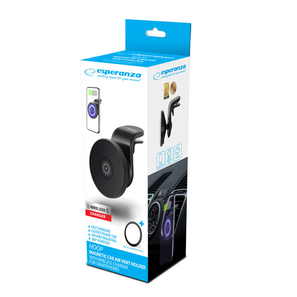 ESPERANZA UCHWYT SAMOCHODOWY DO TELEFONU MAGNETYCZNY Z ŁADOWANIEM HOOP