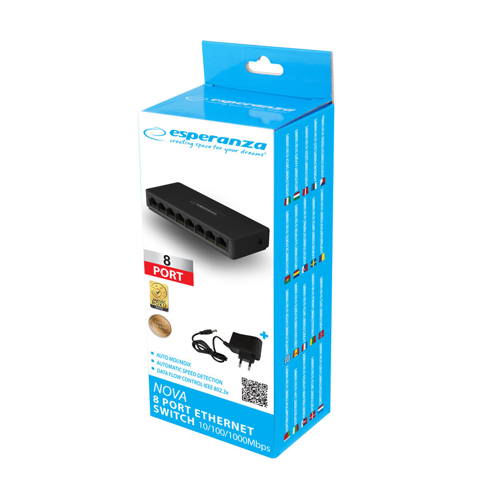 ESPERANZA SWITCH 8-PORTOWY 10/100/1000 NOVA