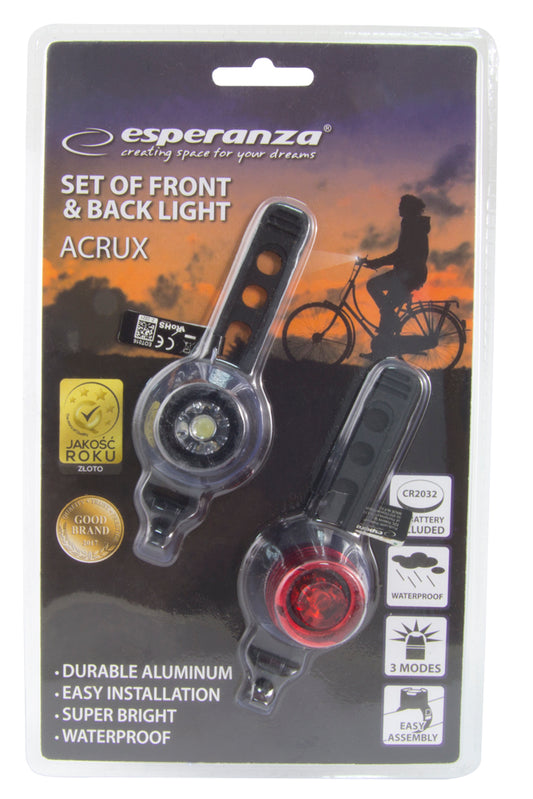 ESPERANZA LAMPKA LED ROWEROWA NA PRZÓD I TYŁ ZESTAW ACRUX