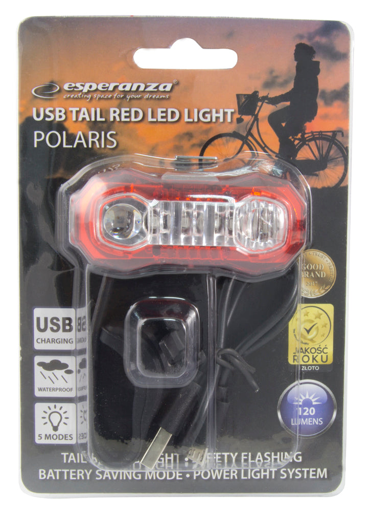 ESPERANZA LAMPKA LED ROWEROWA NA TYŁ USB POLARIS