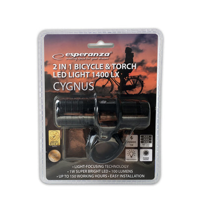 ESPERANZA LAMPKA LED ROWEROWA NA PRZÓD 2w1 CYGNUS